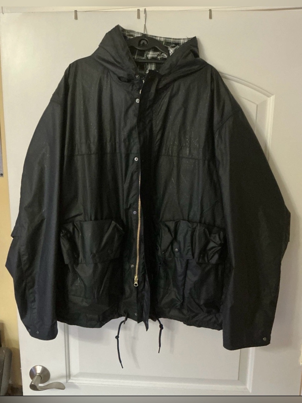 Size XL - Barbour Heritage Plus Modified Durham Wax Jacket Navy Blue